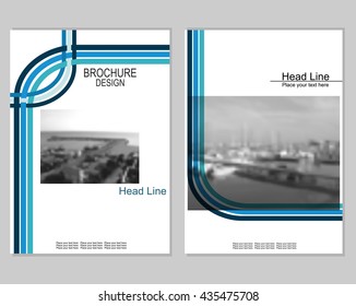 Vector brochure cover templates with blurred seaport.  EPS 10. Mesh background.
