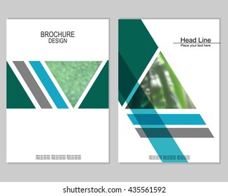 Vector brochure cover templates with blurred plants. EPS 10. Mesh background.