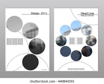 Vector brochure cover templates with blurred cityscape.  EPS 10. Mesh background.