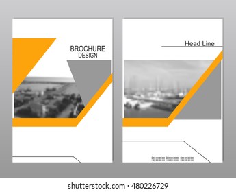 Vector brochure cover templates with blurred seaport. Business brochure cover design. EPS 10. Mesh background.