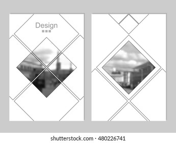 Vector brochure cover templates with blurred cityscape. EPS 10. Mesh background.