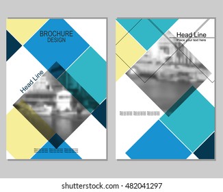 Vector brochure cover templates with blurred cityscape. EPS 10. Mesh background.