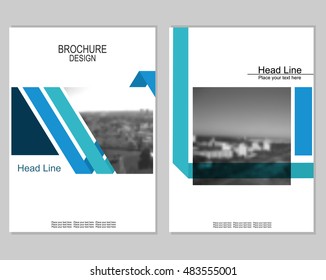 Vector brochure cover templates with blurred cityscape. EPS 10. Mesh background.