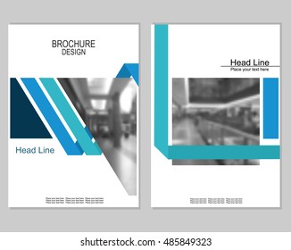 Vector brochure cover templates with blurred shop. Business brochure cover design. EPS 10. Mesh background.