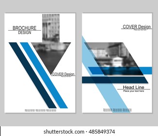 Vector brochure cover templates with blurred cityscape. EPS 10. Mesh background.