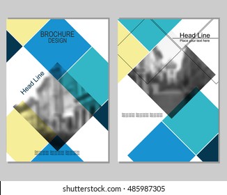 Vector brochure cover templates with blurred cityscape. EPS 10. Mesh background.