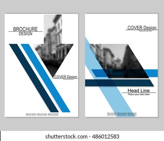Vector brochure cover templates with blurred cityscape. EPS 10. Mesh background.