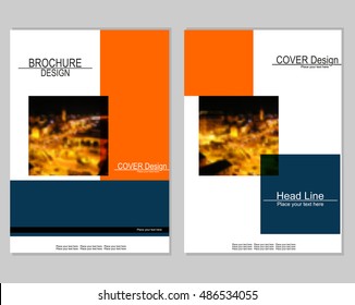 Vector brochure cover templates with blurred night cityscape. EPS10