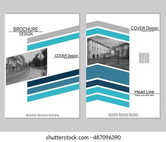 Vector brochure cover templates with blurred cityscape. Business brochure cover design. EPS 10. Mesh background.
