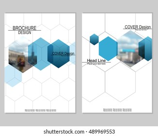Vector brochure cover templates with blurred cityscape. EPS 10. Mesh background.