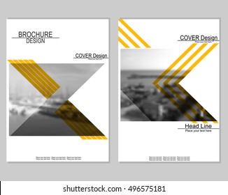 Vector brochure cover templates with blurred seaport. Business brochure cover design. EPS 10. Mesh background.