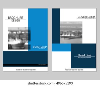 Vector brochure cover templates with blurred seaport. EPS 10. Mesh background.