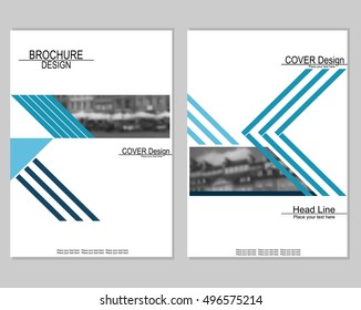 Vector brochure cover templates with blurred cityscape. Business brochure cover design. EPS 10. Mesh background.