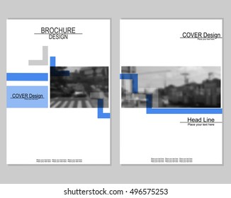 Vector brochure cover templates with blurred cityscape. EPS 10. Mesh background.