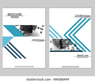 Vector brochure cover templates with blurred abstract cubes. EPS 10