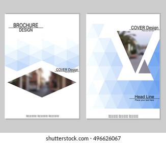 Vector brochure cover templates with blurred cityscape. Business brochure cover design. EPS 10. Mesh background.