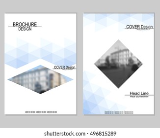 Vector brochure cover templates with blurred cityscape. Business brochure cover design. EPS 10. Mesh background.