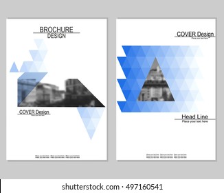 Vector brochure cover templates with blurred cityscape. Business brochure cover design. EPS 10. Mesh background.