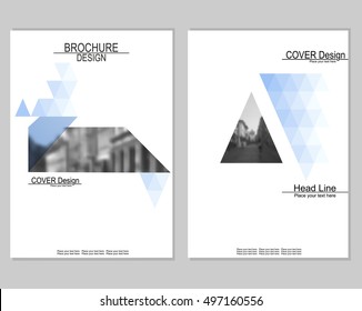 Vector brochure cover templates with blurred cityscape. EPS 10. Mesh background.
