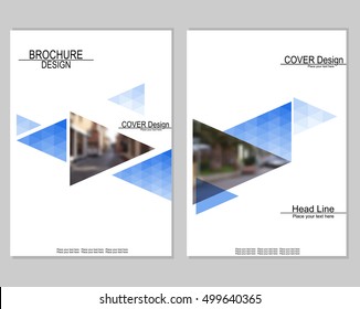 Vector brochure cover templates with blurred cityscape. Business brochure cover design. EPS 10. Mesh background.