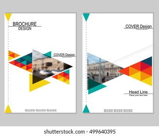 Vector brochure cover templates with blurred cityscape. EPS 10. Mesh background.