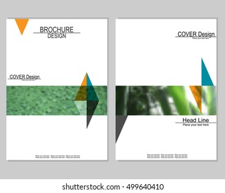 Vector brochure cover templates with blurred plants. Business brochure cover design. EPS 10. Mesh background.
