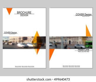 Vector brochure cover templates with blurred cityscape. EPS 10. Mesh background.