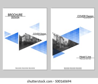 Vector brochure cover templates with blurred cityscape. EPS 10. Mesh background.
