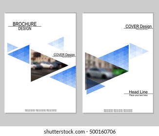 Vector brochure cover templates with blurred cityscape. EPS 10. Mesh background.