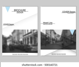 Vector brochure cover templates with blurred cityscape. EPS 10. Mesh background.