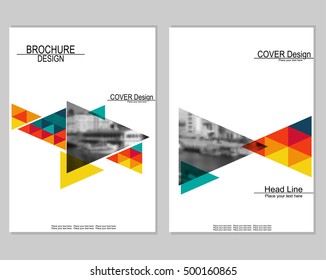 Vector brochure cover templates with blurred cityscape. EPS 10. Mesh background.