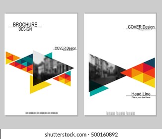 Vector brochure cover templates with blurred cityscape. EPS 10. Mesh background.