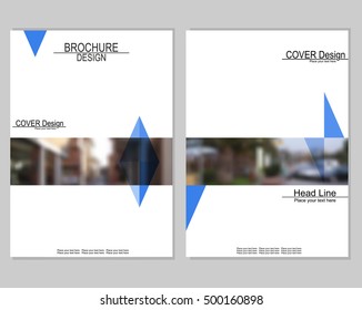 Vector brochure cover templates with blurred cityscape. Business brochure cover design. EPS 10. Mesh background.