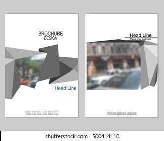 Vector brochure cover templates with blurred cityscape. EPS 10. Mesh background.