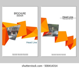Vector brochure cover templates with blurred cityscape. EPS 10. Mesh background.