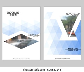 Vector brochure cover templates with blurred cityscape. EPS 10. Mesh background.