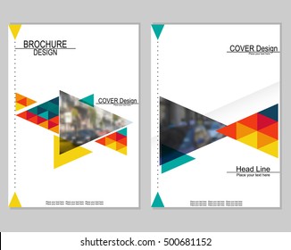 Vector brochure cover templates with blurred cityscape. EPS 10. Mesh background.
