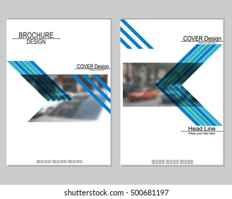 Vector brochure cover templates with blurred cityscape. EPS 10. Mesh background.
