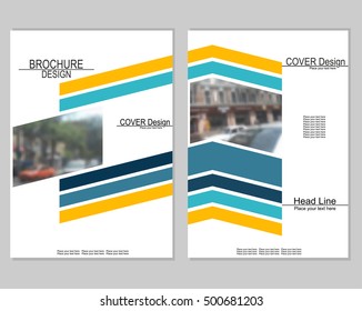 Vector brochure cover templates with blurred cityscape. EPS 10. Mesh background.