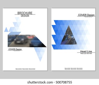 Vector brochure cover templates with blurred cityscape. EPS 10. Mesh background.