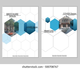 Vector brochure cover templates with blurred cityscape. EPS 10. Mesh background.