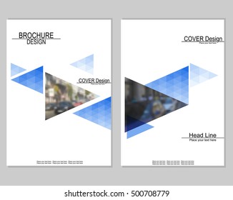 Vector brochure cover templates with blurred cityscape. EPS 10. Mesh background.