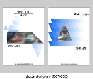 Vector brochure cover templates with blurred cityscape. EPS 10. Mesh background.