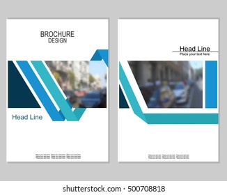 Vector brochure cover templates with blurred cityscape. EPS 10. Mesh background.