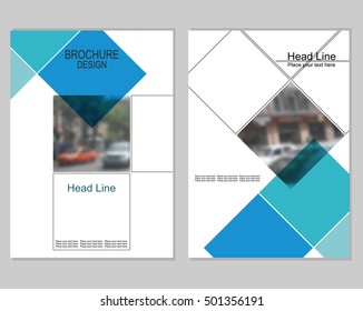Vector brochure cover templates with blurred cityscape. EPS 10. Mesh background.