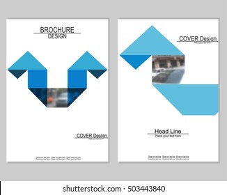 Vector brochure cover templates with blurred cityscape. EPS 10. Mesh background.