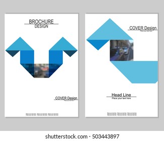 Vector brochure cover templates with blurred cityscape. EPS 10. Mesh background.