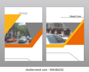 Vector brochure cover templates with blurred cityscape. EPS 10. Mesh background.