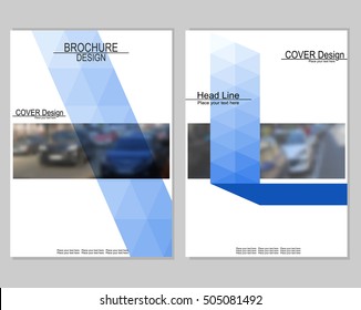 Vector brochure cover templates with blurred cityscape. EPS 10. Mesh background.