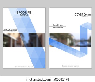 Vector brochure cover templates with blurred cityscape. Business brochure cover design. EPS 10. Mesh background.
